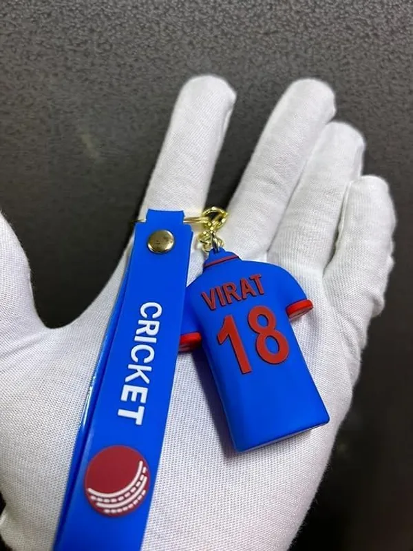 Virat_Kohli_Indian_Cricket_Jersey_3D_Silicone_Keychain_With_Amazing_Belt_Or_Ribbon,_Blue