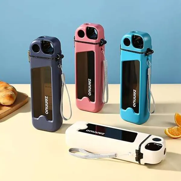 New_Flat_Square_Fashion_Plastic_Sports_Water_Bottle_Portable_Sports_Exercising_Band_Scale_Cup_New_Rectangular_Creative_350ml_Water_Bottle_with_Straw