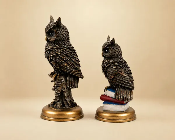 Grey_Ceramic_Wisdom_Owl_duo_Statue