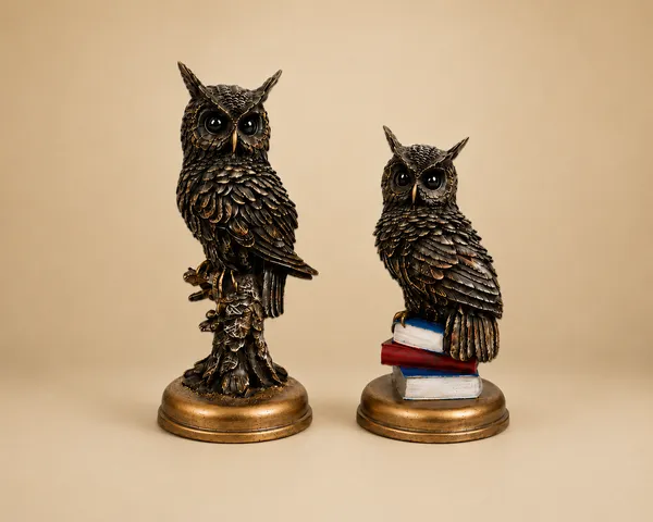 Grey_Ceramic_Wisdom_Owl_duo_Statue