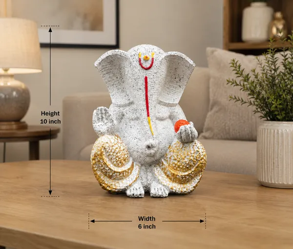 White_Ceramic_Dhyana_Mudra_Ganpati_Statue