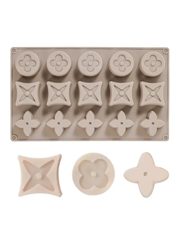 15-Cavity_Luxury_Clover_Monogram_Geometric_Silicone_Chocolate_Mould_|_Non-Stick_Mold_for_Chocolate,_Candy,_Fondant,_Baking_&_Cake_Decorating