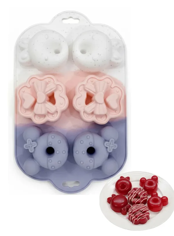 6-Cavity_Cartoon_Animal_Donut_&_Ring_Silicone_Chocolate_Mould_|_Non-Stick_Mold_for_Chocolate,_Candy,_Fondant,_Baking_&_Cake_Decorating