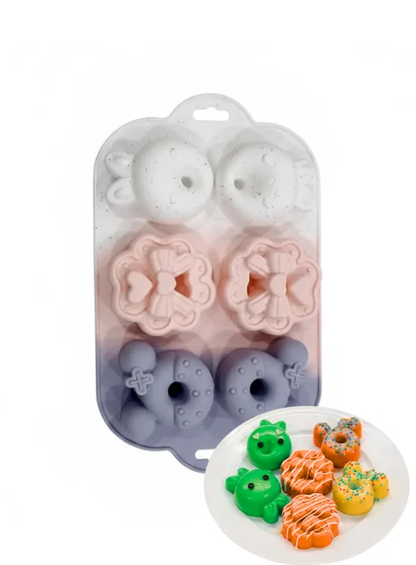 6-Cavity_Cartoon_Animal_Donut_&_Ring_Silicone_Chocolate_Mould_|_Non-Stick_Mold_for_Chocolate,_Candy,_Fondant,_Baking_&_Cake_Decorating