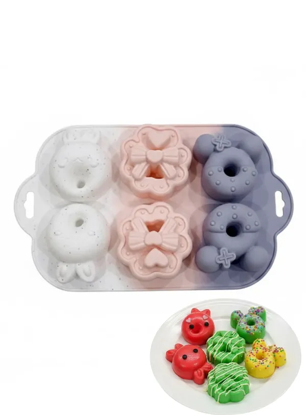 6-Cavity_Cartoon_Animal_Donut_&_Ring_Silicone_Chocolate_Mould_|_Non-Stick_Mold_for_Chocolate,_Candy,_Fondant,_Baking_&_Cake_Decorating