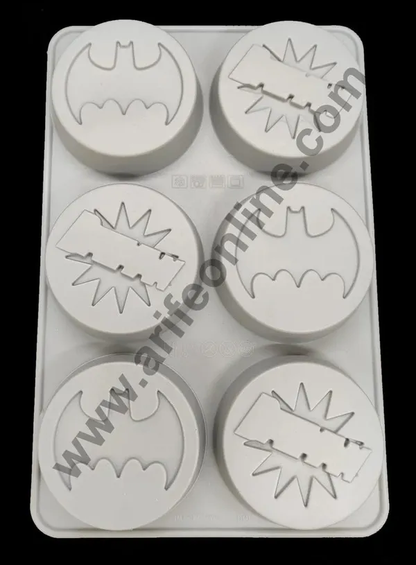 6_Cavity_Batman_Logo_Silicone_Mould_For_Muffins_Chocolate_Jelly_Pastry_Fondant_Soap_Mold_Reusable_Flexible_Non_Stick_Baking_Tray_For_Kids_Theme_Party_Diy_Cake_Decorating_Accessories