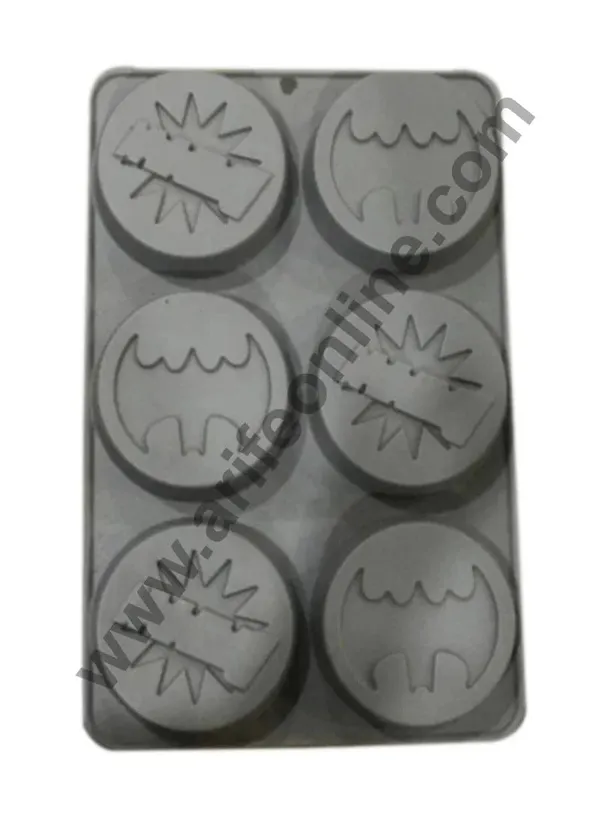 6_Cavity_Batman_Logo_Silicone_Mould_For_Muffins_Chocolate_Jelly_Pastry_Fondant_Soap_Mold_Reusable_Flexible_Non_Stick_Baking_Tray_For_Kids_Theme_Party_Diy_Cake_Decorating_Accessories