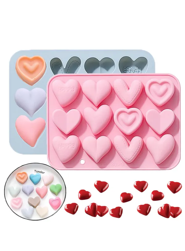 12-Cavity_Heart_Silicone_Mold_|_Non-Stick,_Flexible_|_For_Chocolate,_Muffin_&_Desserts