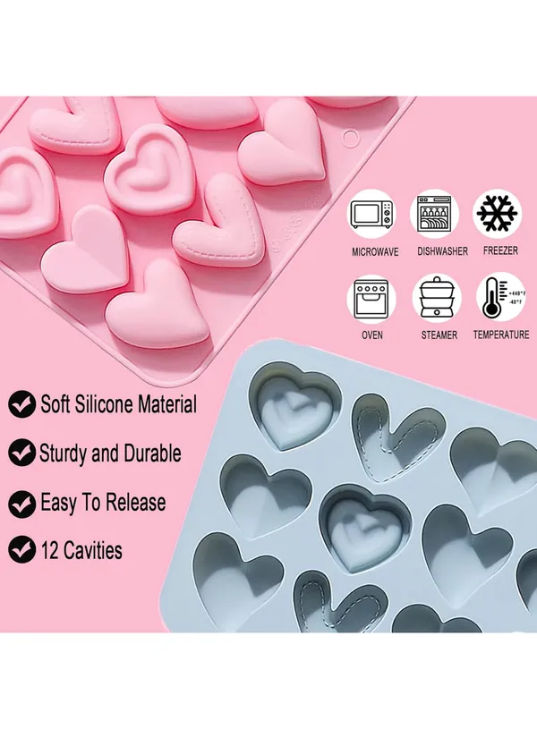 12-Cavity_Heart_Silicone_Mold_|_Non-Stick,_Flexible_|_For_Chocolate,_Muffin_&_Desserts