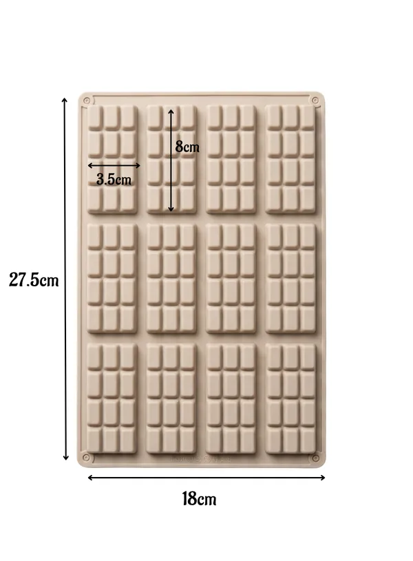 12_Cavity_Mini_Chocolate_Bar_Silicone_Mold_?_Rectangle_Candy_&_Chocolate_Making_Tray,_Non-Stick_Baking_Mould