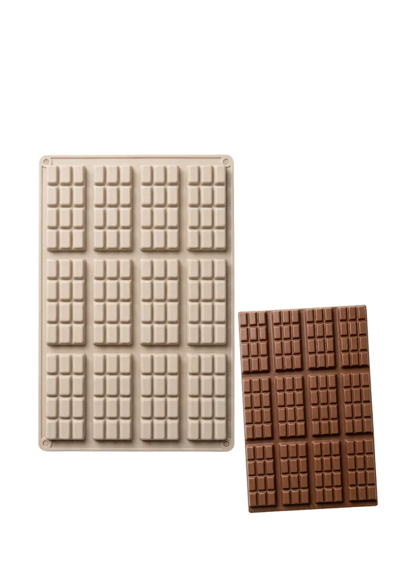 12_Cavity_Mini_Chocolate_Bar_Silicone_Mold_?_Rectangle_Candy_&_Chocolate_Making_Tray,_Non-Stick_Baking_Mould