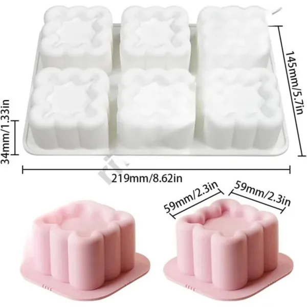 6_Cavity_3D_Cloud/Pillow_Puffy_Square_Silicone_Chocolate_Mold