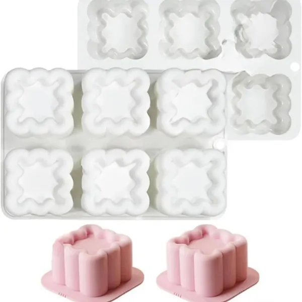 6_Cavity_3D_Cloud/Pillow_Puffy_Square_Silicone_Chocolate_Mold