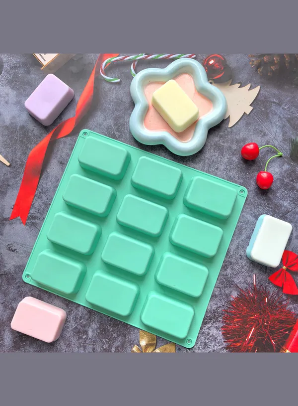 12-Cavity_Large_Rectangle_Silicone_Mold_with_Rounded_Edges_|_Non-Stick,_Flexible_|_For_Soap_Making,_Chocolate,_Jelly_&_Desserts