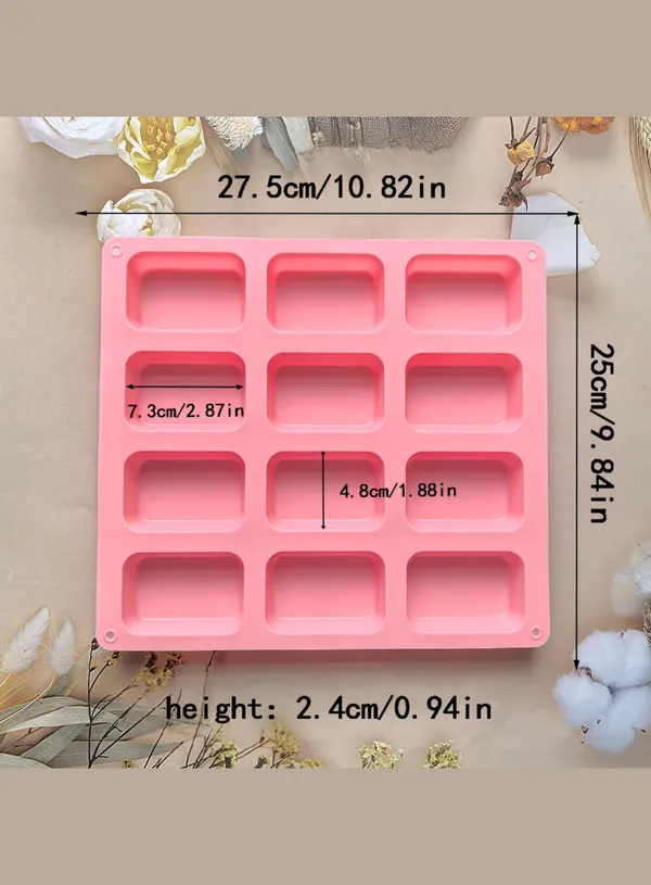 12-Cavity_Large_Rectangle_Silicone_Mold_with_Rounded_Edges_|_Non-Stick,_Flexible_|_For_Soap_Making,_Chocolate,_Jelly_&_Desserts
