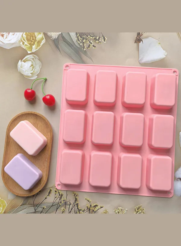 12-Cavity_Large_Rectangle_Silicone_Mold_with_Rounded_Edges_|_Non-Stick,_Flexible_|_For_Soap_Making,_Chocolate,_Jelly_&_Desserts