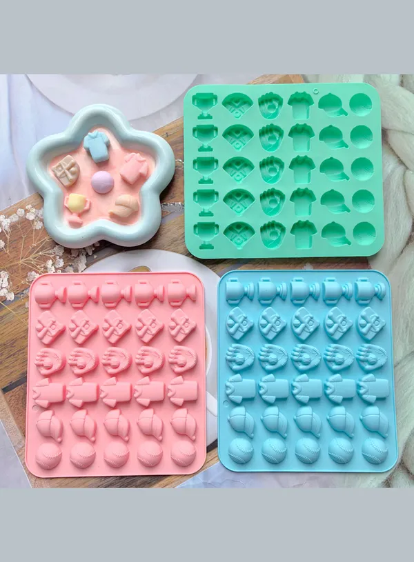 30-Cavity_Soccer_Theme_Silicone_Mold_|_Mini_Ball,_Trophy,_Cap_&_Gloves_Shapes_|_Non-Stick_Chocolate_&_Candy_Mould