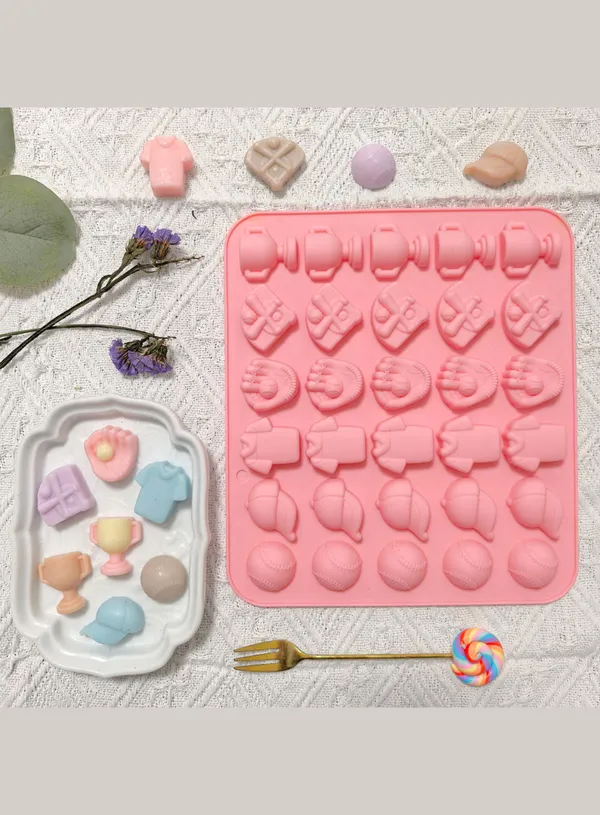 30-Cavity_Soccer_Theme_Silicone_Mold_|_Mini_Ball,_Trophy,_Cap_&_Gloves_Shapes_|_Non-Stick_Chocolate_&_Candy_Mould