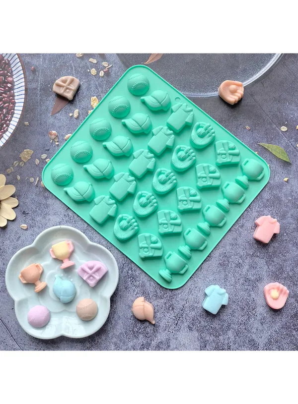 30-Cavity_Soccer_Theme_Silicone_Mold_|_Mini_Ball,_Trophy,_Cap_&_Gloves_Shapes_|_Non-Stick_Chocolate_&_Candy_Mould