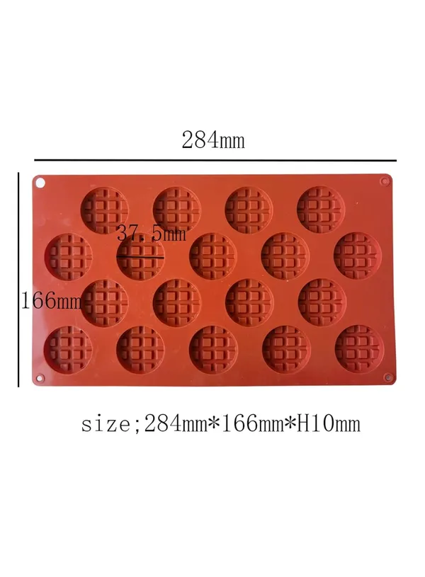 18_Cavity_Mini_Waffle_Round_Shape_Silicone_Mould_Non_Stick_Baking_Tray_For_Chocolates_Jelly_Desserts_Ice_Cubes_And_Homemade_Soap_Reusable_Food_Grade_Silicone_Bakeware_For_Kitchen_Use