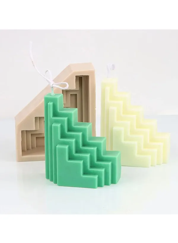 Cake_3D_Silicon_1_Cavity_Geometric_Staircase_Abstract_Shape_Silicon_Candle_Moulds