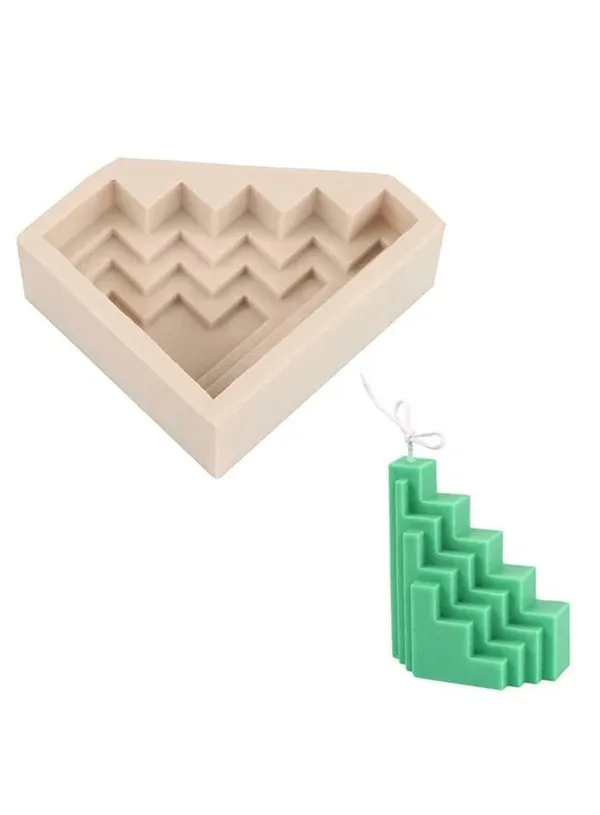 Cake_3D_Silicon_1_Cavity_Geometric_Staircase_Abstract_Shape_Silicon_Candle_Moulds