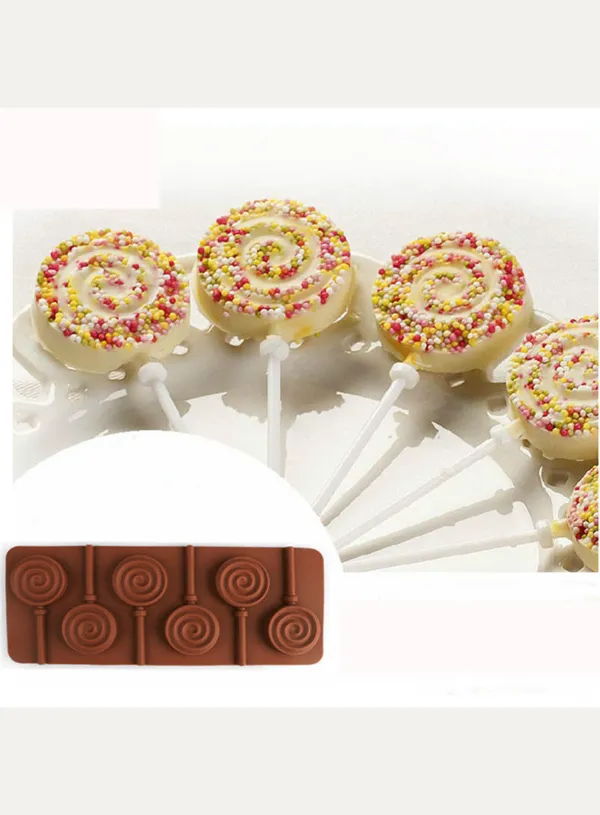 6-Cavity_Round_Lollipop_Silicone_Mold_?_Flexible_Non-Stick_Chocolate,_Candy_&_Baking_Mould