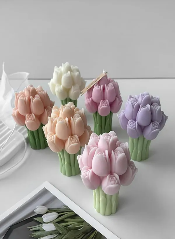 3D_Realistic_Tulip_Flower_Bouquet_Silicone_Candle_Mold_|_Non-Stick_Flexible_DIY_Mold_for_Wax_Candle,_Soap_&_Resin_Making