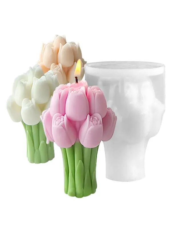 3D_Realistic_Tulip_Flower_Bouquet_Silicone_Candle_Mold_|_Non-Stick_Flexible_DIY_Mold_for_Wax_Candle,_Soap_&_Resin_Making