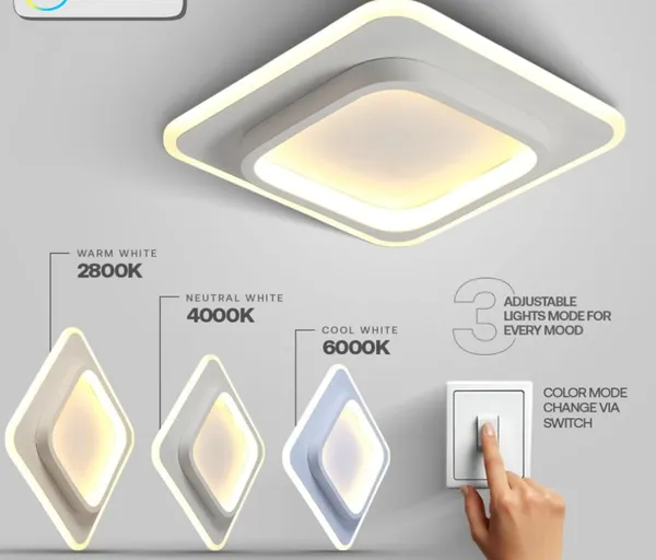 LED_Ceiling_Light_(Square)_For_Home_24W_Modern_Surface_Mount_Panel_Lamp_With_3_Color_Modes_Warm_Natural_Cool_White_Elegant_Dual_Layer_Design_For_Living_Room_Bedroom_Office_