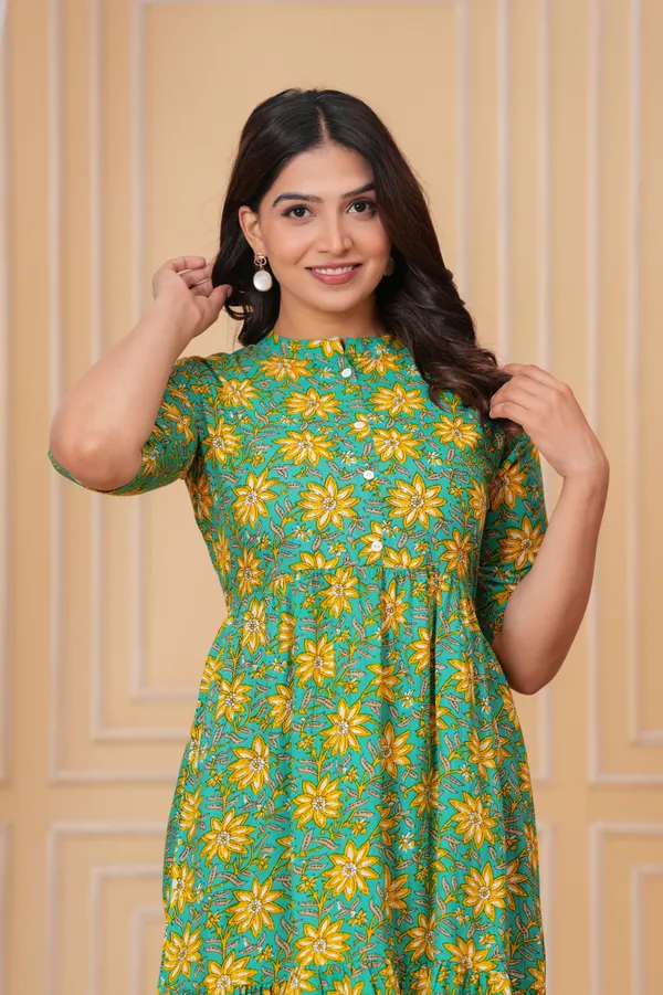 Green_Pure_Cotton_Flared_Kurta_For_Women