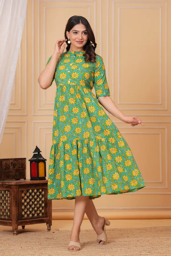 Green_Pure_Cotton_Flared_Kurta_For_Women