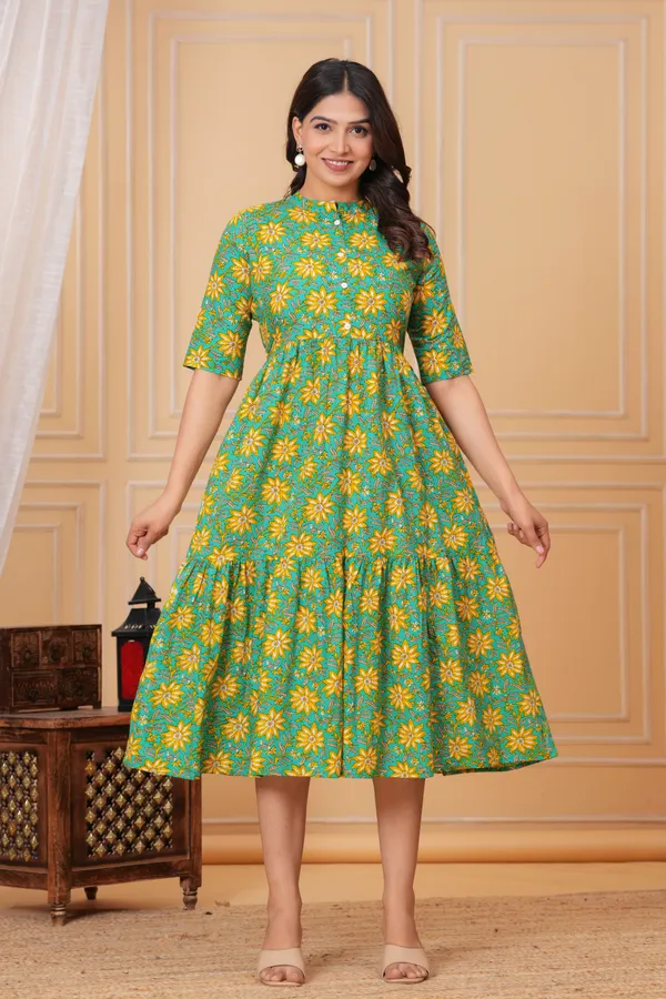 Green_Pure_Cotton_Flared_Kurta_For_Women