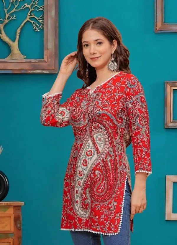 Red_Viscose_Rayon_Straight_Kurta_For_Women