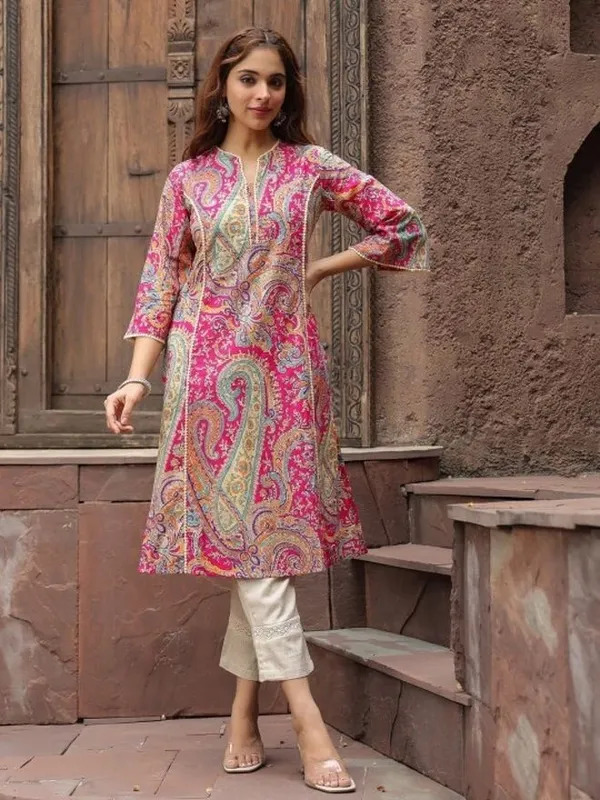 Pink_Viscose_Rayon_Straight_Kurta_For_Women