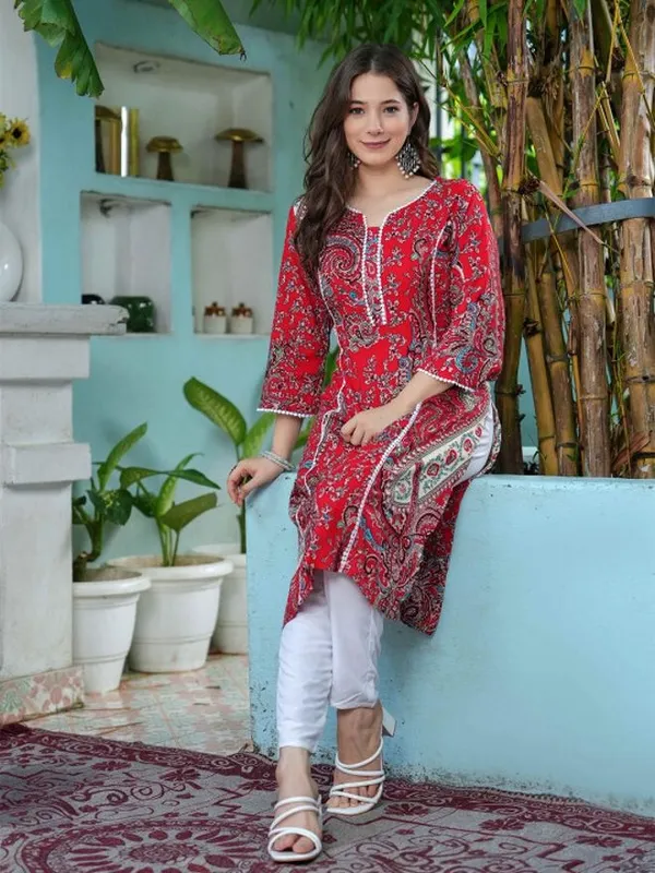 Red_Viscose_Rayon_Straight_Kurta_For_Women