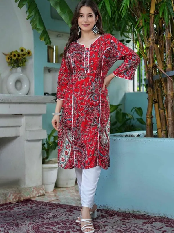 Red_Viscose_Rayon_Straight_Kurta_For_Women