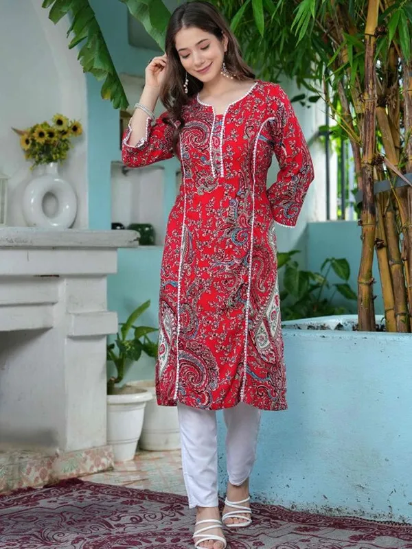 Red_Viscose_Rayon_Straight_Kurta_For_Women