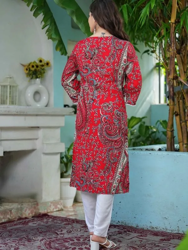Red_Viscose_Rayon_Straight_Kurta_For_Women