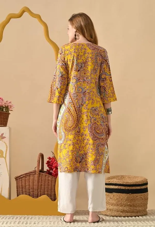 Mustard_Viscose_Rayon_Straight_Kurta_For_Women