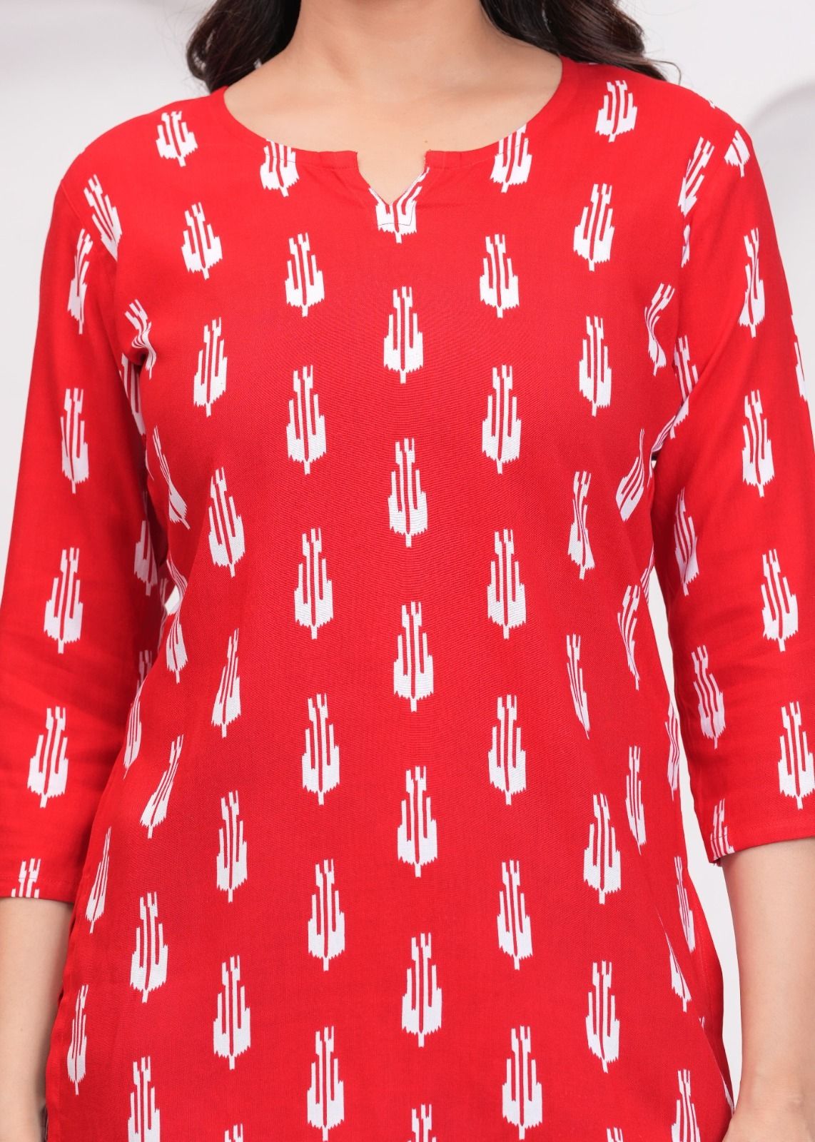 Red_Viscose_Rayon_Straight_Kurta_For_Women