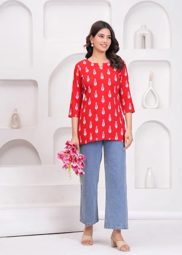 Red_Viscose_Rayon_Straight_Kurta_For_Women