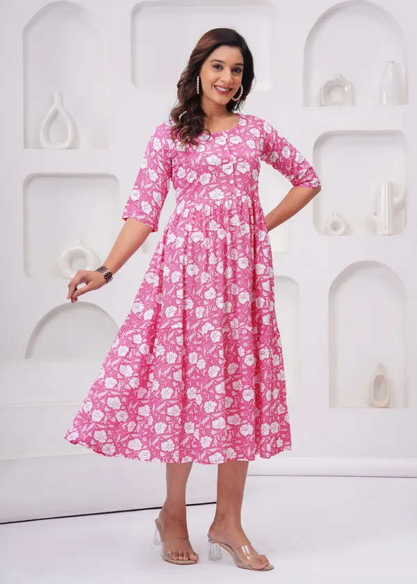 Pink_Pure_Cotton_Fit_And_Flare_Dress_For_Women