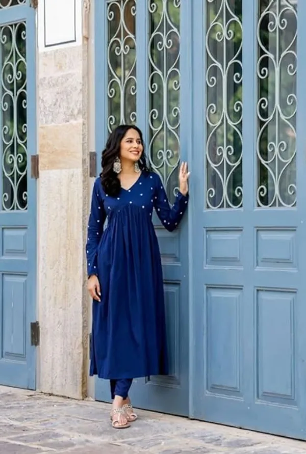 Blue_Viscose_Rayon_Embroidered_Kurta_And_Pant_Set_For_Women
