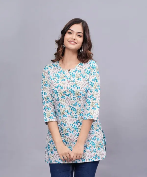 Sky_Blue_Pure_Cotton_Flared_Kurta_For_Women