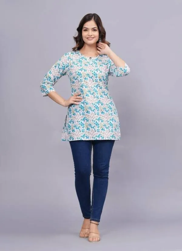 Sky_Blue_Pure_Cotton_Flared_Kurta_For_Women