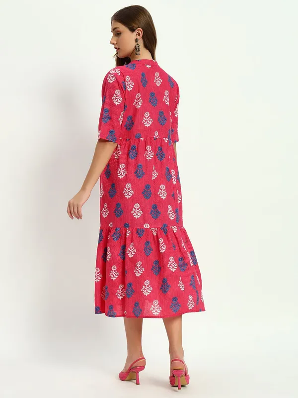 Pink_Pure_Cotton_Empire_Waist_Dress_For_Women