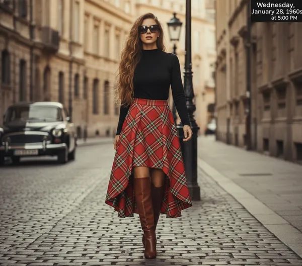 Red_Check_American_Crape_Premium_Skirt_For_Women