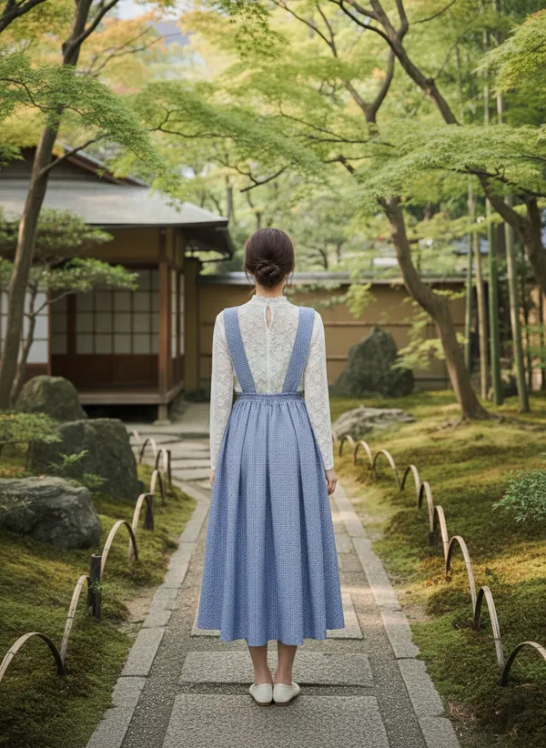 Blue_Micro_Haundstooth_Premium_Dress_For_Women
