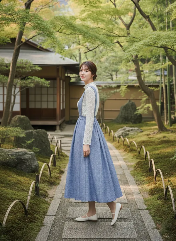 Blue_Micro_Haundstooth_Premium_Dress_For_Women